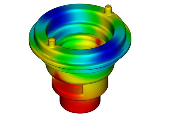 Foto einer Moldflow Simulation eines Bauteils bei RAPA Automotive