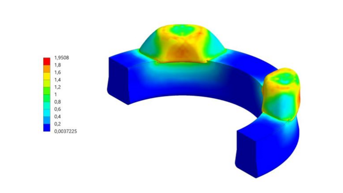 Foto einer Strukturmechaniksimulation an einem Bauteil von RAPA Automotive